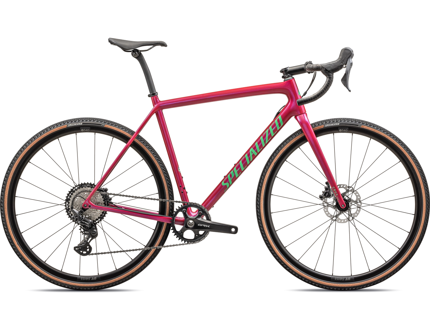 2024 Specialized CRUX COMP Carbon Gravel BIKE - 61cm, GLOSS VIVID PINK/ELECTRIC GREEN