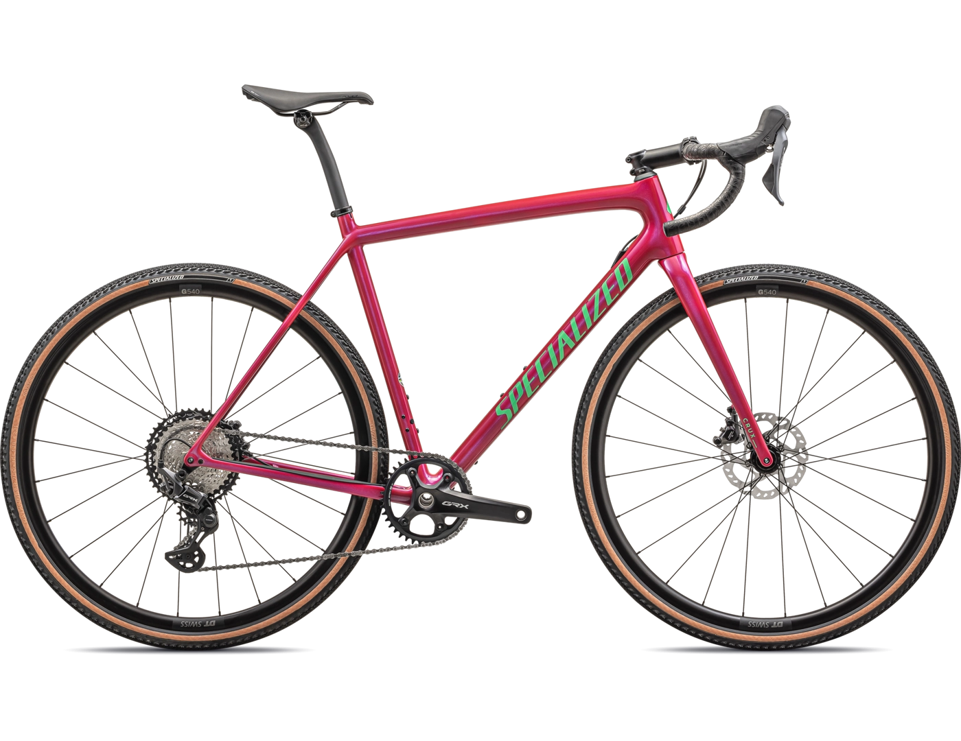 2024 Specialized CRUX COMP Carbon Gravel BIKE - 61cm, GLOSS VIVID PINK/ELECTRIC GREEN