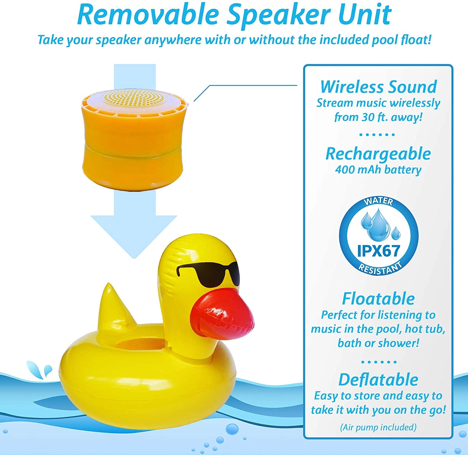 Aduro Pool Party Wireless Floating Bathtub Speaker