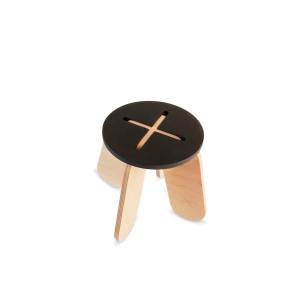 babai Wooden Children Stool X Dark Grey