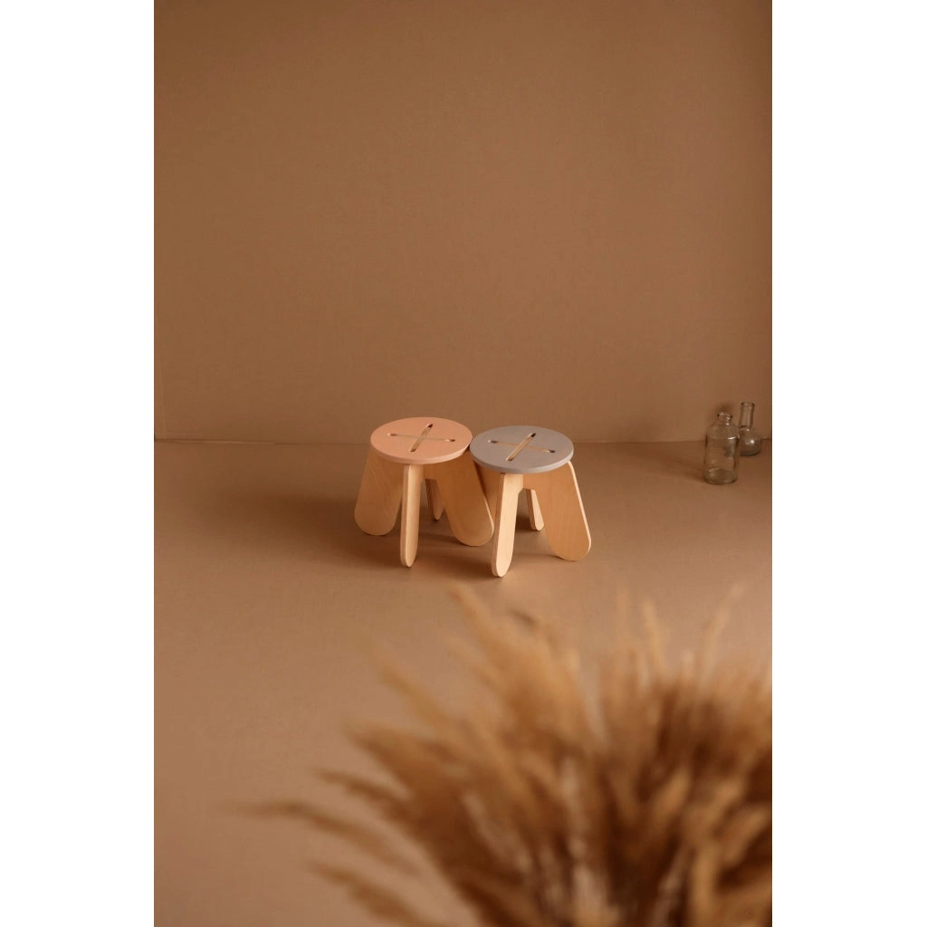 babai Wooden Children Stool X Grey