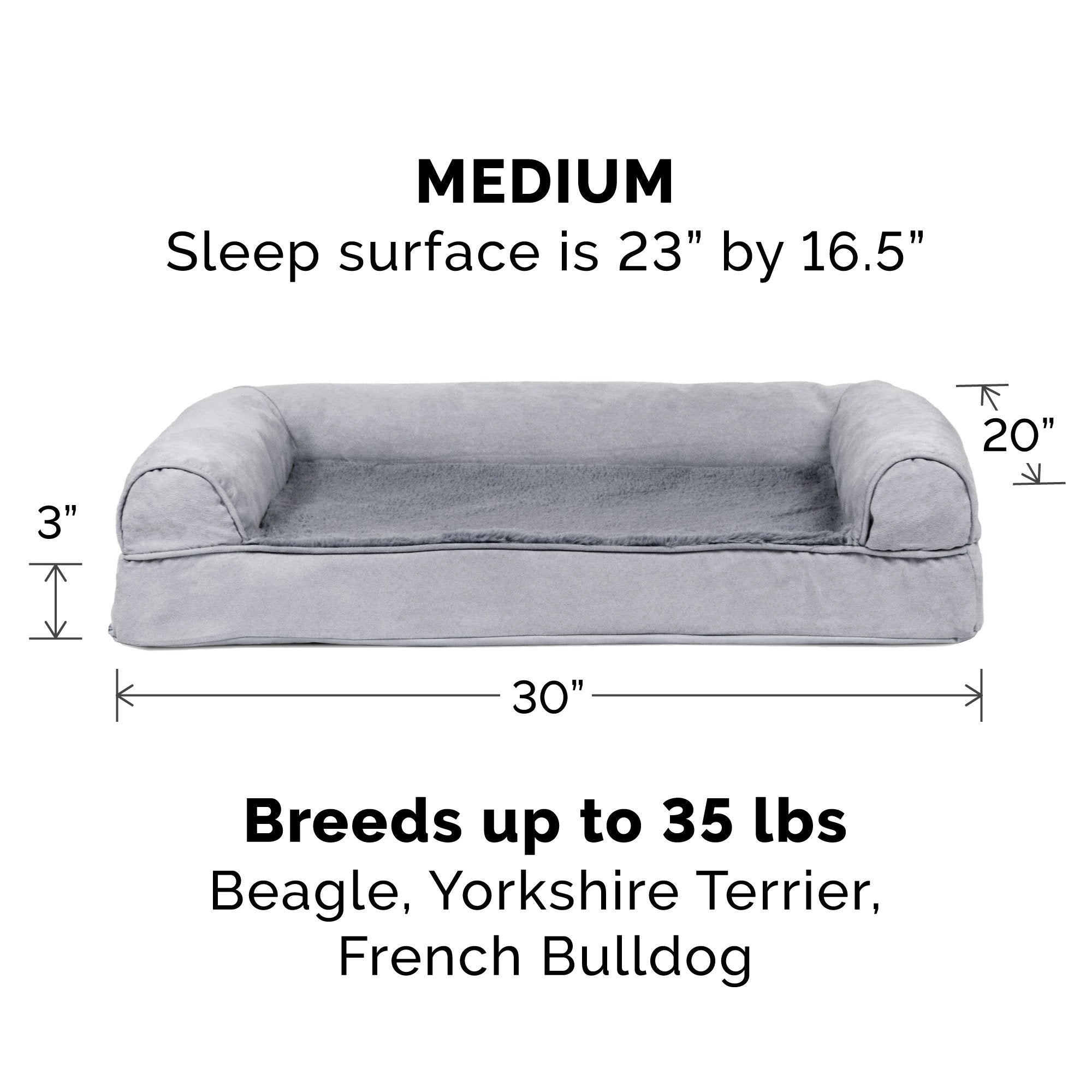 FurHaven Plush & Suede Orthopedic Sofa Dog Bed - Large, Gray