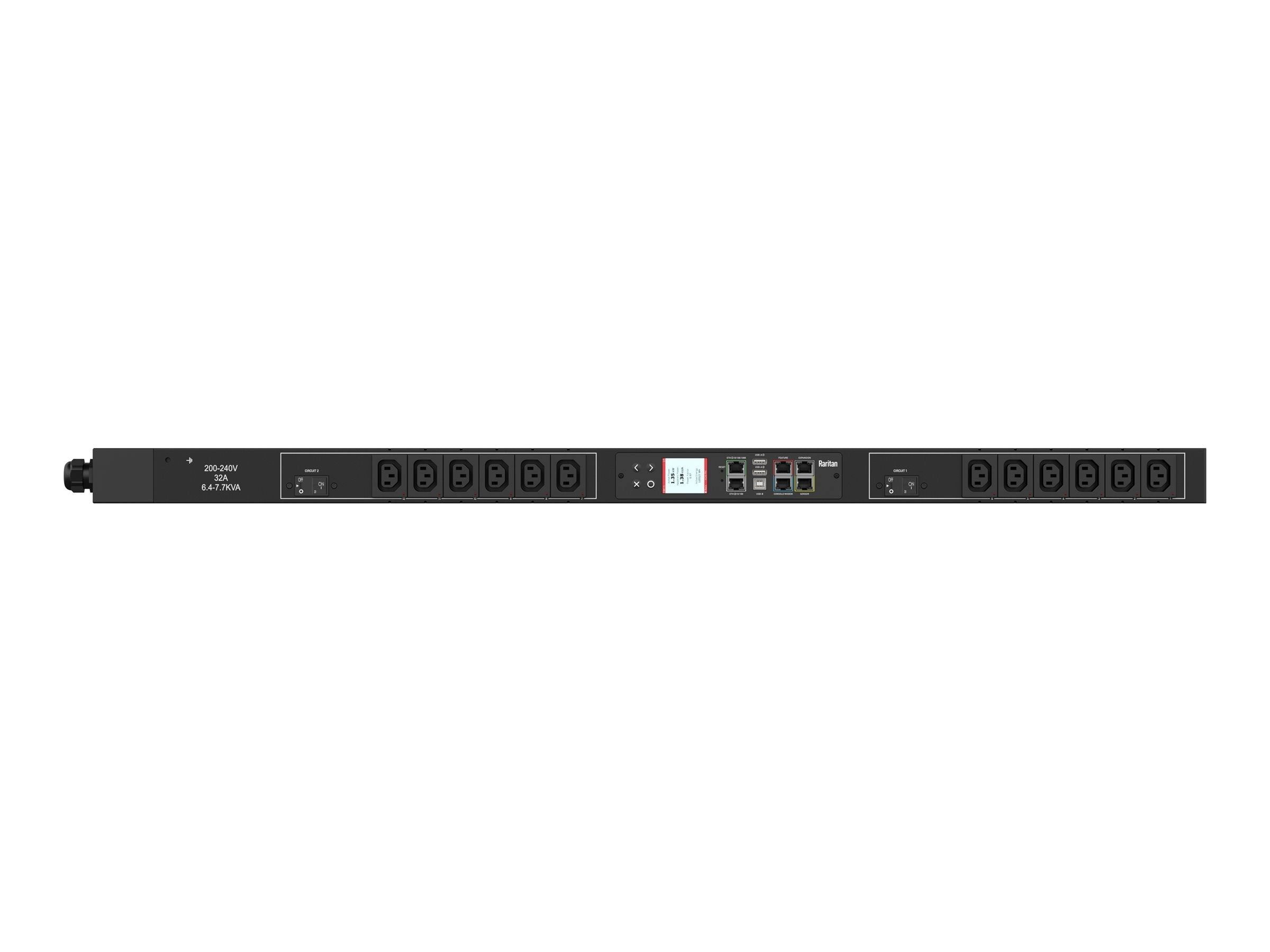 Raritan PX3-5292V - Power distribution unit (rack-mountable) - AC 230 V - 7400 VA - 1-phase - Ethernet 10/100/1000, RS-232, USB