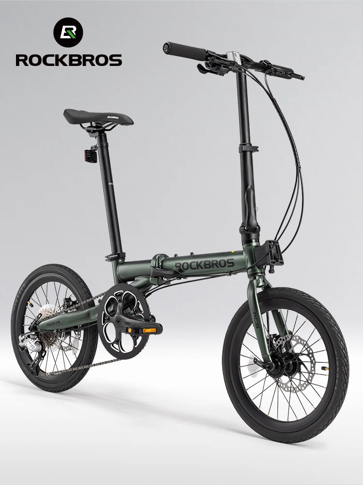 ROCKBROS 16'' Folding Bike 9-Speed Dual C-Brake Aluminum Frame Adjustable City Bicycle 11-32T