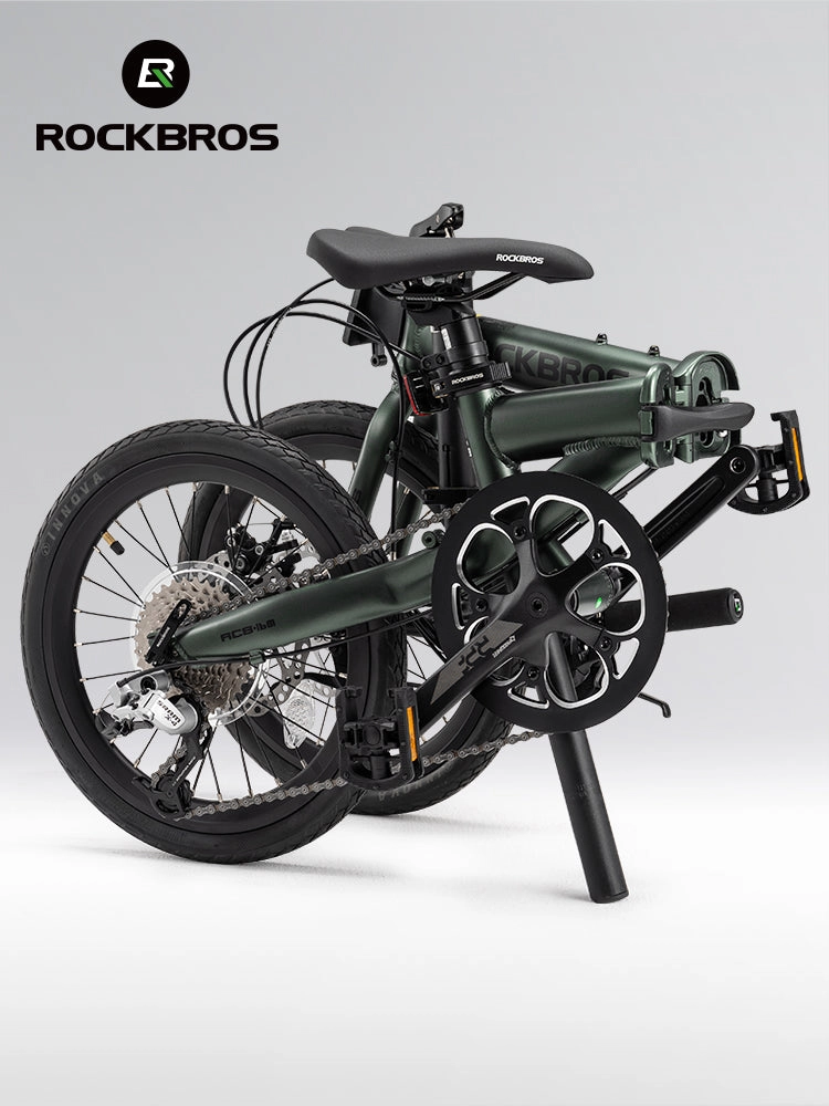 ROCKBROS 16'' Folding Bike 9-Speed Dual C-Brake Aluminum Frame Adjustable City Bicycle 11-32T