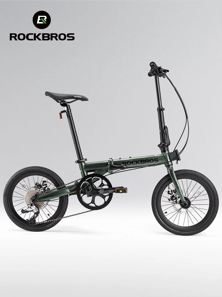ROCKBROS 16'' Folding Bike 9-Speed Dual C-Brake Aluminum Frame Adjustable City Bicycle 11-32T