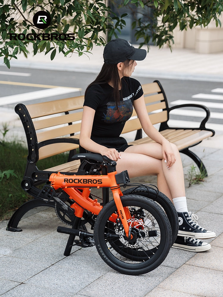 ROCKBROS 16'' Folding Bike 9-Speed Dual C-Brake Aluminum Frame Adjustable City Bicycle 11-32T