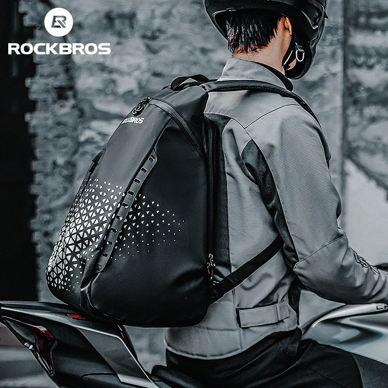ROCKBROS High-Capacity 14.5L Helmet Backpack with Reflective Safety Design