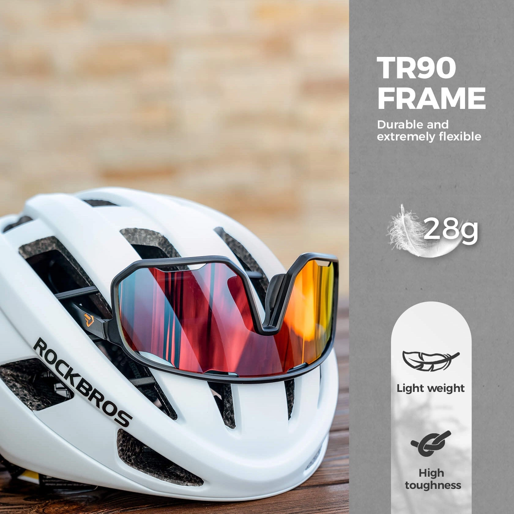 ROCKBROS Polarized Sunglasses UV400 Transparent Cycling Glasses Windproof TR90 Frame