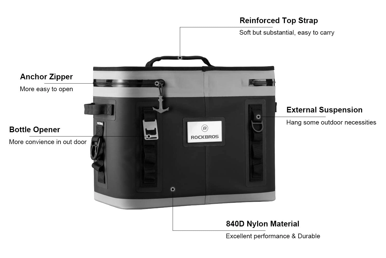 ROCKBROS Soft Cooler 30 Can Insulated Leak Proof Soft Pack