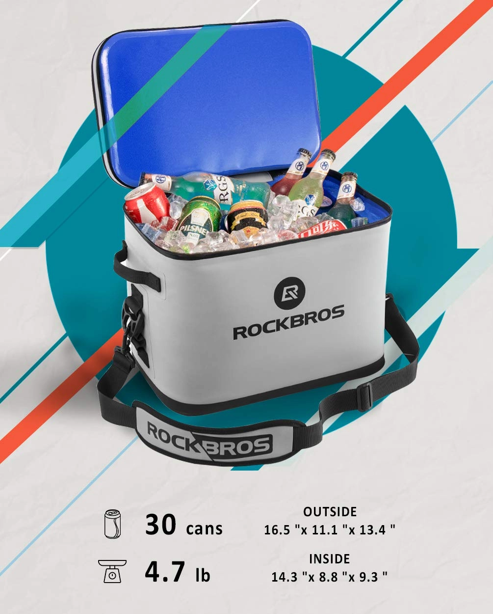 ROCKBROS Soft Cooler 30 Can Insulated Leak Proof Soft Pack