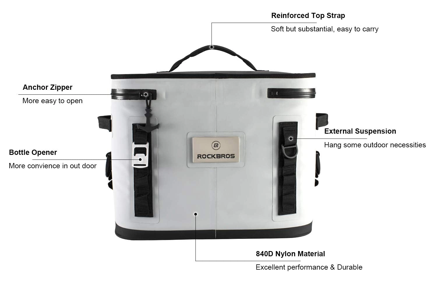 ROCKBROS Soft Cooler 30 Can Insulated Leak Proof Soft Pack