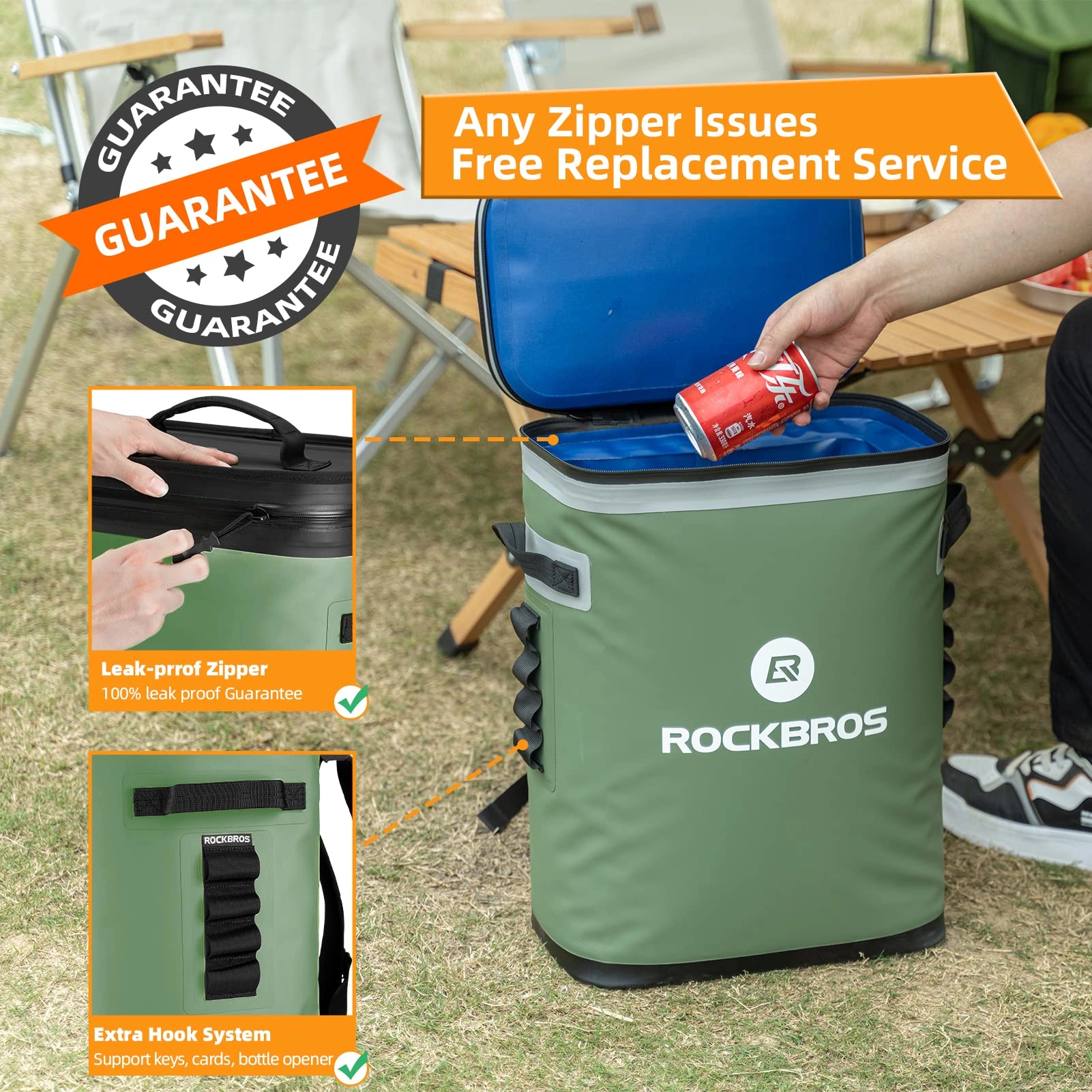 ROCKBROS Soft Cooler Waterproof 30 Can Insulated Leak Proof Soft Backpack