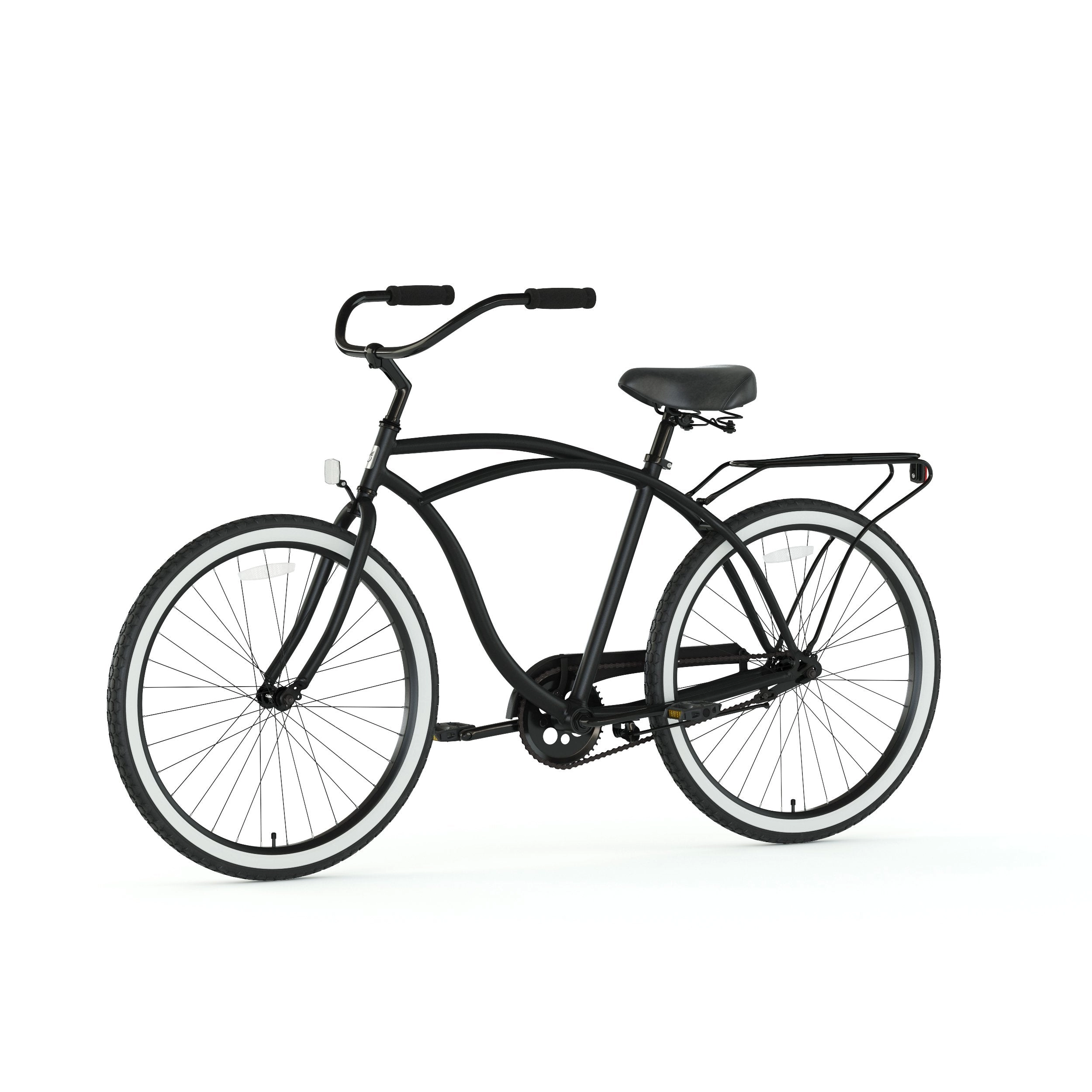 sixthreezero Around the Block Men's 24" 3 Speed Beach Cruiser Bicycle with Rear Rack
