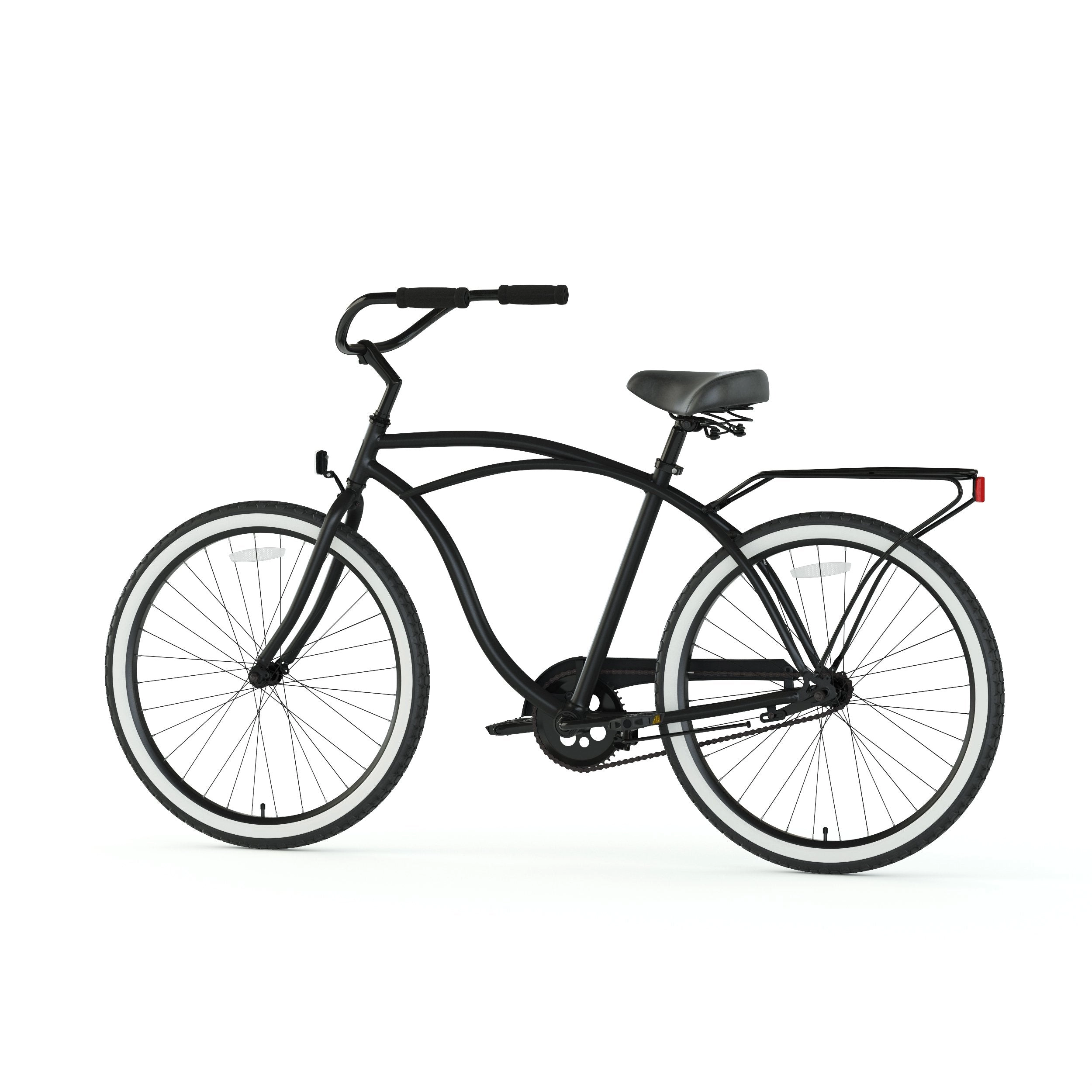 sixthreezero Around the Block Men's 24" 3 Speed Beach Cruiser Bicycle with Rear Rack
