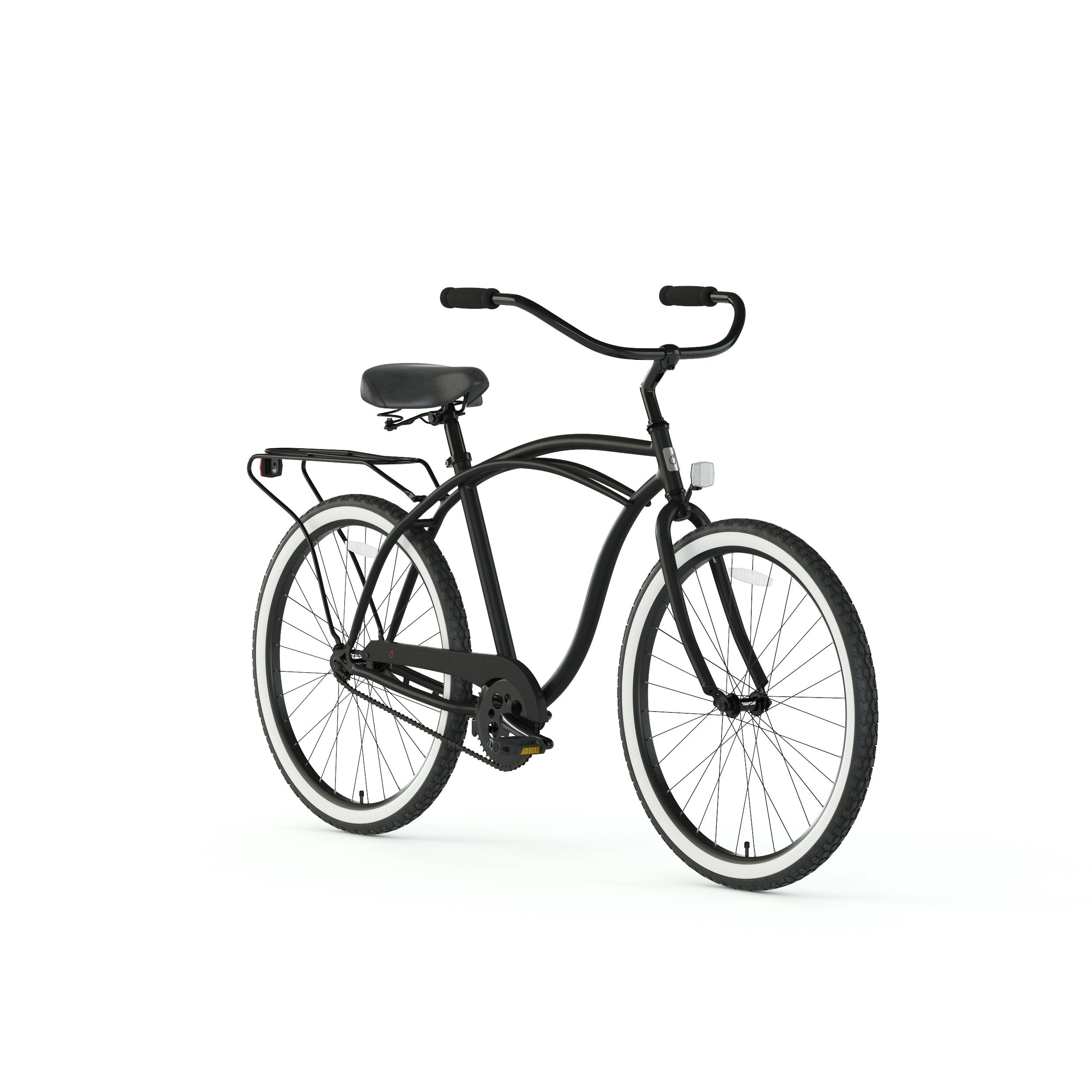 sixthreezero Around the Block Men's 24" 3 Speed Beach Cruiser Bicycle with Rear Rack