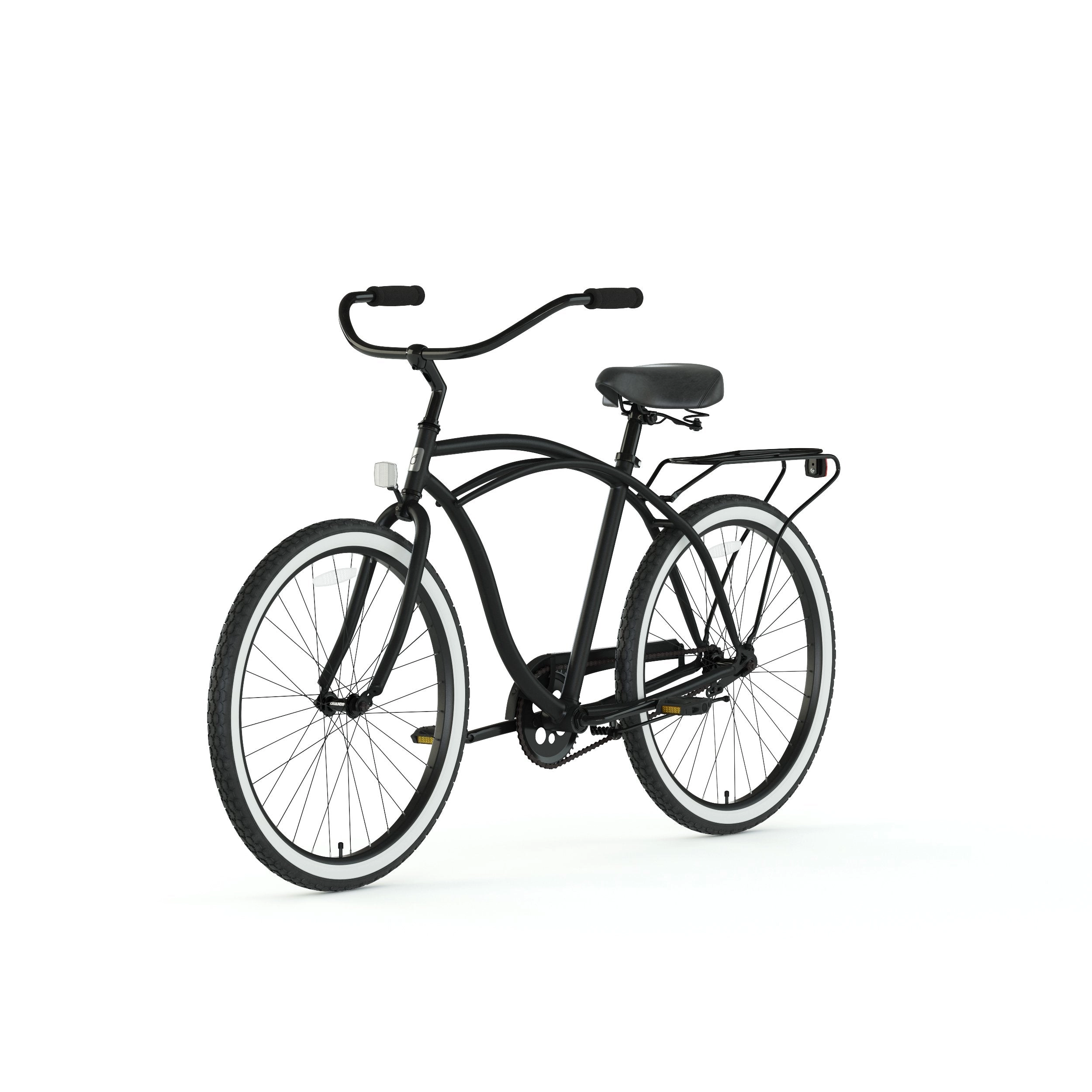 sixthreezero Around the Block Men's 24" 3 Speed Beach Cruiser Bicycle with Rear Rack