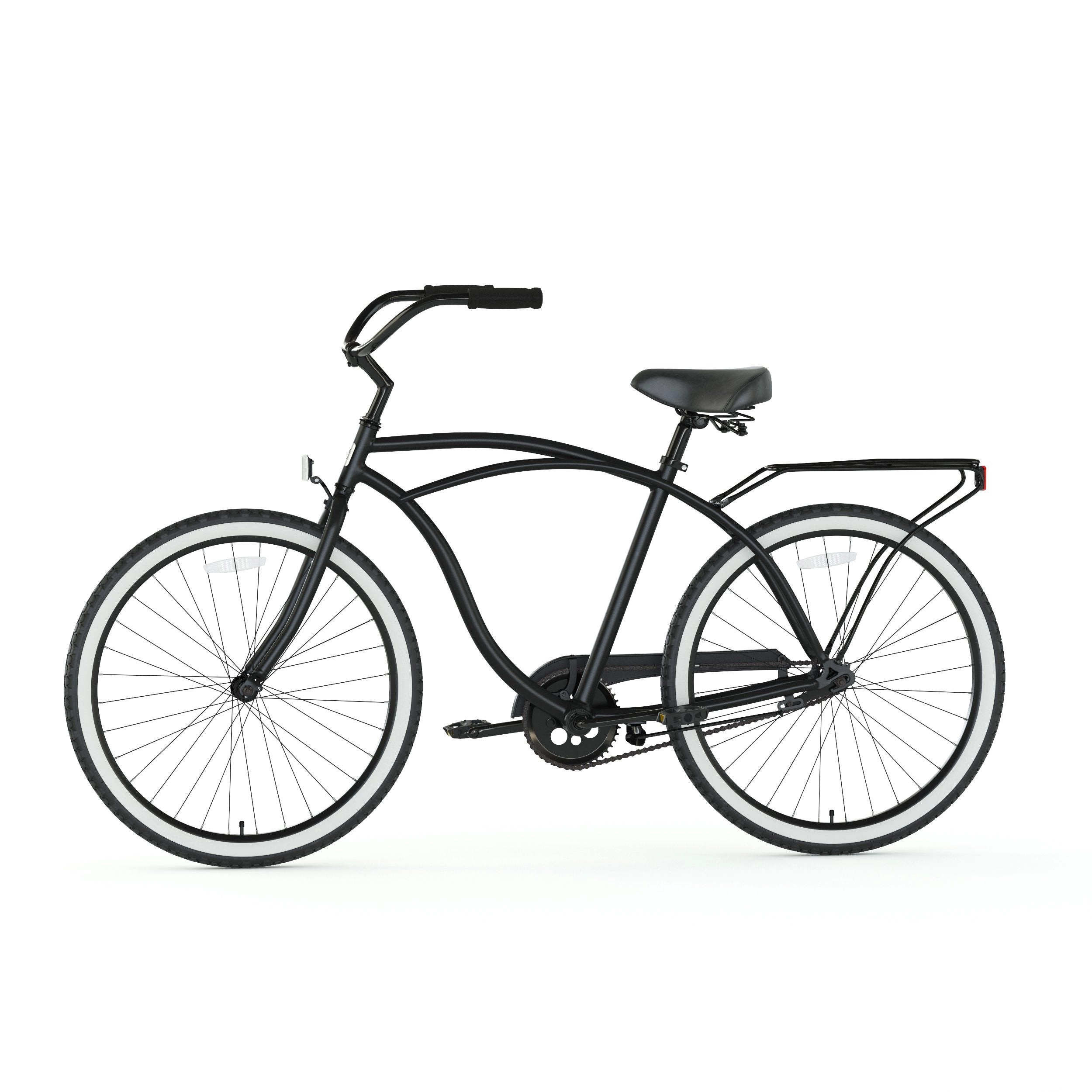 sixthreezero Around the Block Men's 24" 3 Speed Beach Cruiser Bicycle with Rear Rack