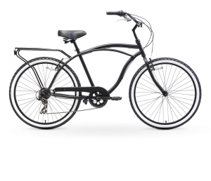 sixthreezero Around the Block Men's 24" 7 Speed Beach Cruiser Bicycle with Rear Rack