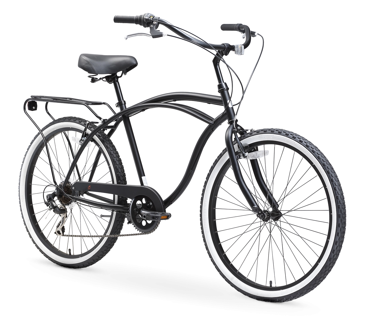 sixthreezero Around the Block Men's 24" 7 Speed Beach Cruiser Bicycle with Rear Rack