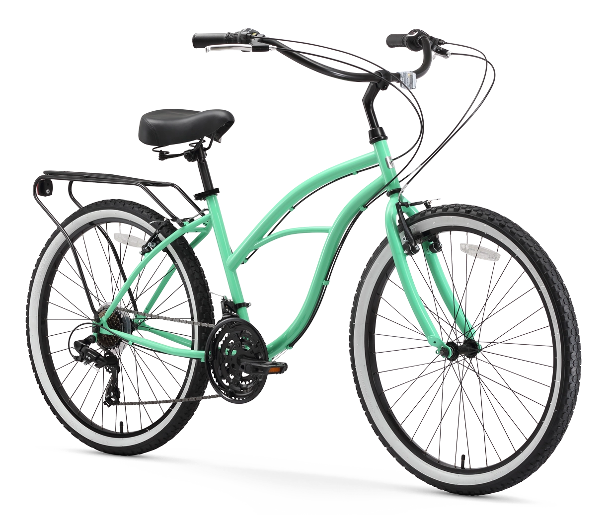 sixthreezero Around the Block Women's 24" 21 Speed Beach Cruiser Bicycle with Rear Rack