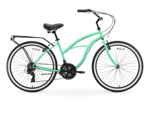 sixthreezero Around the Block Women's 24" 21 Speed Beach Cruiser Bicycle with Rear Rack