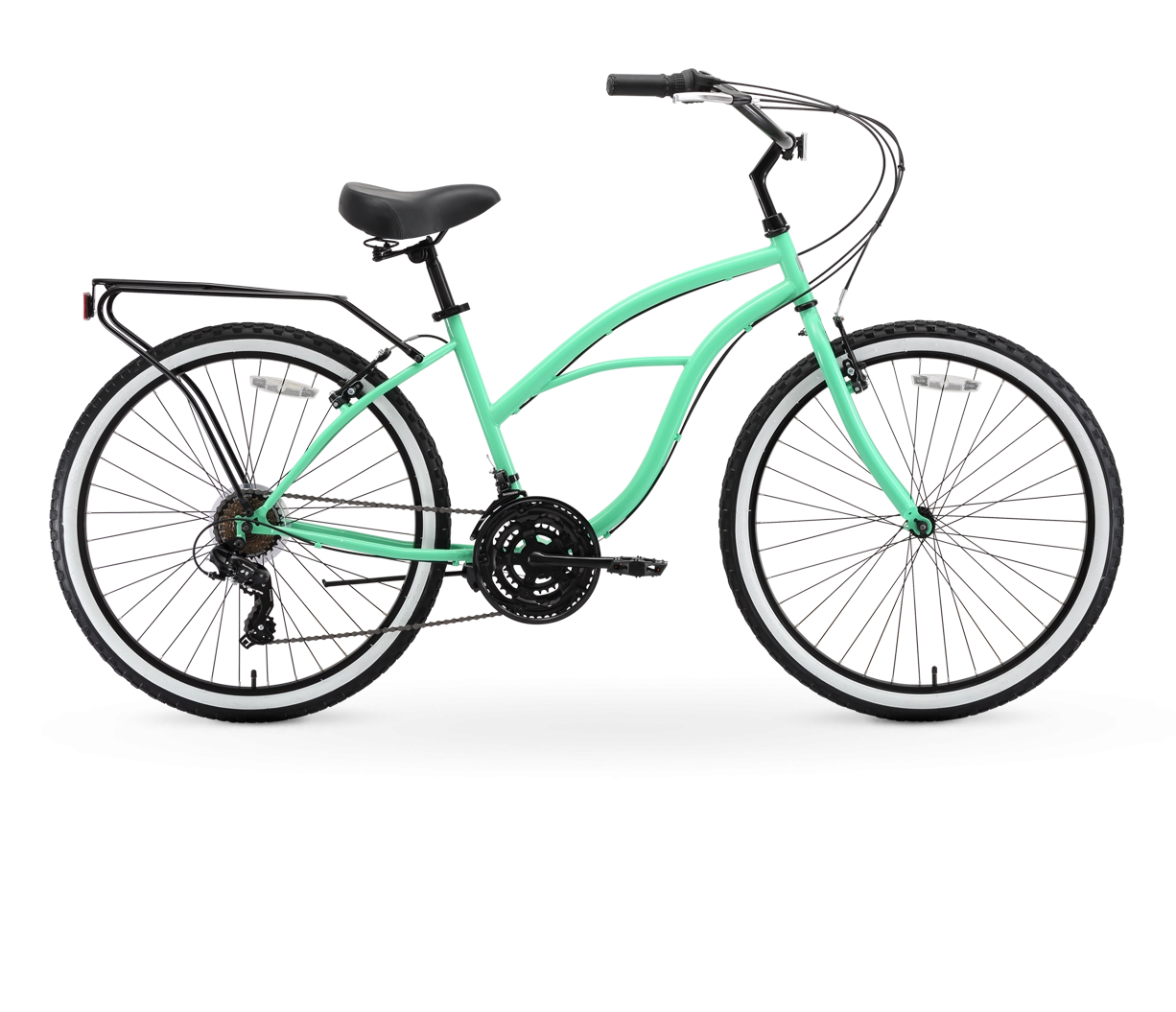 sixthreezero Around the Block Women's 24" 21 Speed Beach Cruiser Bicycle with Rear Rack