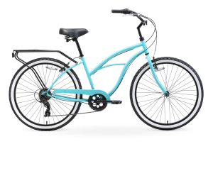 sixthreezero Around the Block Women's 24" Seven Speed Beach Cruiser Bicycle with Rear Rack