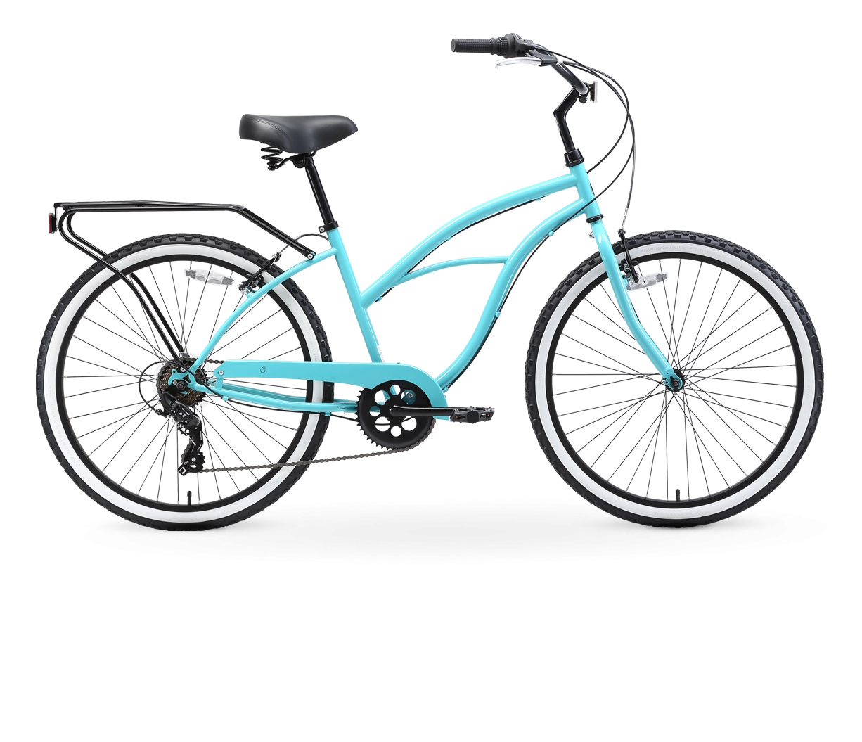 sixthreezero Around the Block Women's 24" Seven Speed Beach Cruiser Bicycle with Rear Rack
